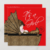 赤ひょうタンゴのベビーシャワー 招待状 (正面/裏面)