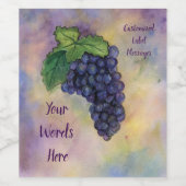 赤ぶどうワインアートパーソナライズされたボトルラベル ワインラベル (シングルラベル)