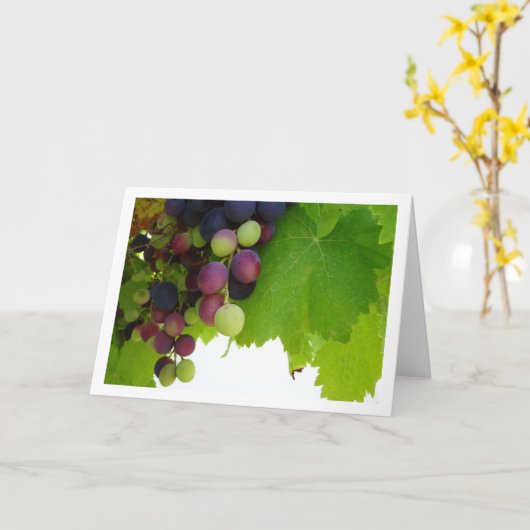 赤ぶどう緑離れ カード (黄色い花)