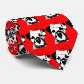 赤またはタイルを張られたデザインのボーダーテリアの休日のタイ ネクタイ (ロール)