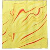 赤または珊瑚の曲線のストロークを持つマンゴークリーム シャワーカーテン (正面)