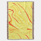 赤または珊瑚の曲線のストロークを持つマンゴークリーム スローブランケット (正面縦)