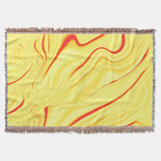 赤または珊瑚の曲線のストロークを持つマンゴークリーム スローブランケット (正面)