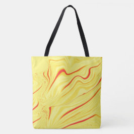 赤または珊瑚の曲線のストロークを持つマンゴークリーム トートバッグ