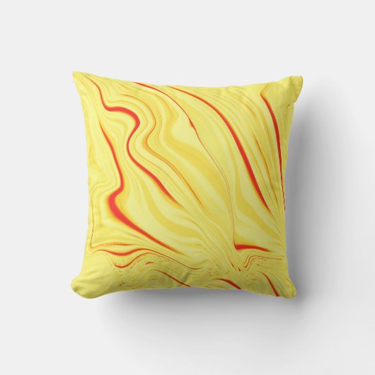 赤または珊瑚の曲線のストローク投げのあるマンゴークリーム クッション (正面)