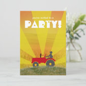 赤または緑のトラクタパーティの招待状:選択 招待状 (スタンド正面)