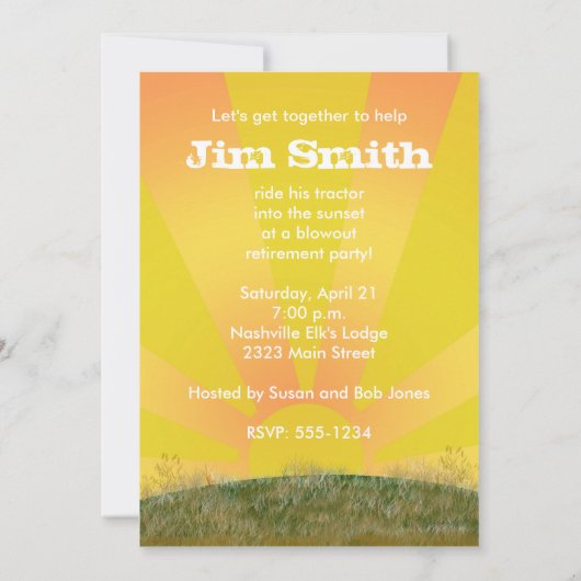 赤または緑のトラクタ退職パーティの招待状: 招待状 (裏面)