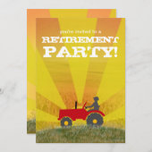 赤または緑のトラクタ退職パーティの招待状: 招待状 (正面/裏面)