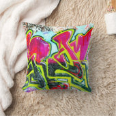 赤または青か緑の落書きの壁画 クッション (ブランケット)