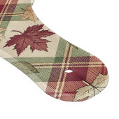 赤みがかったオレンジと緑のチェック柄と紅葉 カッティングボード (角)
