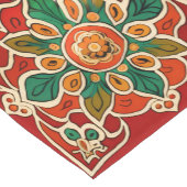 赤みがかったオレンジ色の黄色のアズレホス花の模様 ショートテーブルランナー (コーナー)