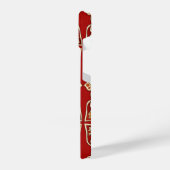 赤みがかったオレンジ色の黄色のアズレホス花の模様 iPhoneケース (左側面)