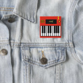 赤みがかったパーソナライズされたオレンジ色のキーボード音楽 缶バッジ (インサイチュ)
