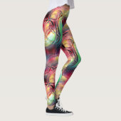 赤みがかった緑のカラフルの縮れた「ビーチ布」 レギンス (右)