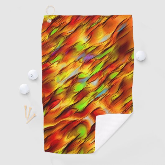 赤みがかった色の黄色の染み、熱い色 ゴルフタオル (インサイチュ)