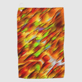 赤みがかった色の黄色の染み、熱い色 ゴルフタオル (正面)