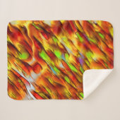 赤みがかった色の黄色の染み、熱い色 シェルパブランケット (正面(横))