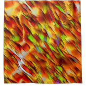 赤みがかった色の黄色の染み、熱い色 シャワーカーテン (正面)