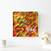 赤みがかった色の黄色の染み、熱い色 スクエア壁時計 (ホーム)