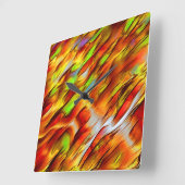 赤みがかった色の黄色の染み、熱い色 スクエア壁時計 (傾斜)