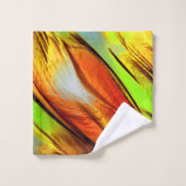 赤みがかった色の黄色の染み、熱い色 バスタオルセット (ウォッシュタオル)