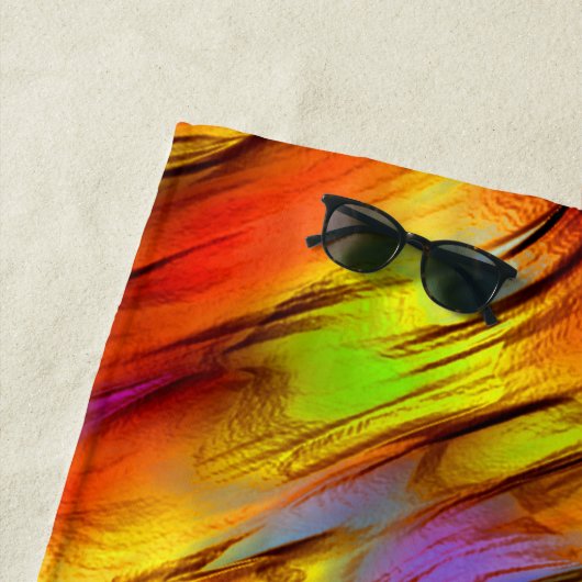 赤みがかった色の黄色の染み、熱い色 ビーチタオル (インサイチュ)