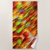 赤みがかった色の黄色の染み、熱い色 ビーチタオル (正面)