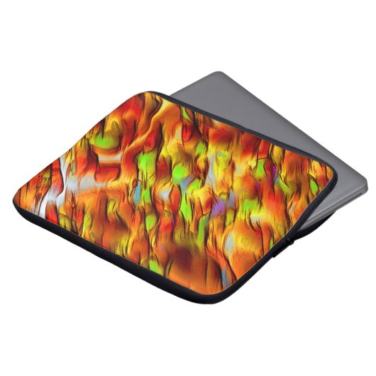 赤みがかった色の黄色の染み、熱い色 ラップトップスリーブ (正面上部)