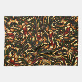 赤みがかった茶色と黄色のカーブを損なう キッチンタオル (横)