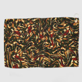 赤みがかった茶色と黄色のカーブを損なう ゴルフタオル (横)