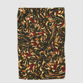 赤みがかった茶色と黄色のカーブを損なう ゴルフタオル (正面)