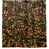 赤みがかった茶色と黄色のカーブを損なう シャワーカーテン (正面)