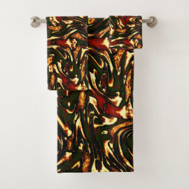 赤みがかった茶色と黄色のカーブを損なう バスタオルセット