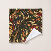 赤みがかった茶色と黄色のカーブを損なう バスタオルセット (ウォッシュタオル)