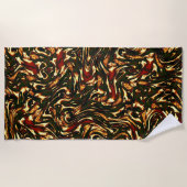 赤みがかった茶色と黄色のカーブを損なう ビーチタオル (正面)