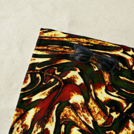 赤みがかった茶色と黄色のカーブを損なう ビーチタオル