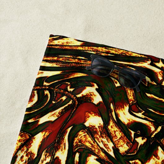 赤みがかった茶色と黄色のカーブを損なう ビーチタオル (インサイチュ)