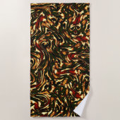 赤みがかった茶色と黄色のカーブを損なう ビーチタオル (正面)