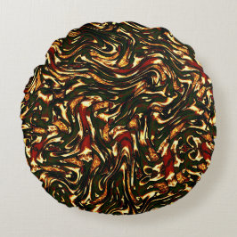 赤みがかった茶色と黄色のカーブを損なう ラウンドクッション