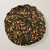 赤みがかった茶色と黄色のカーブを損なう ラウンドクッション (裏面)