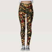 赤みがかった茶色と黄色のカーブを損なう レギンス (正面)