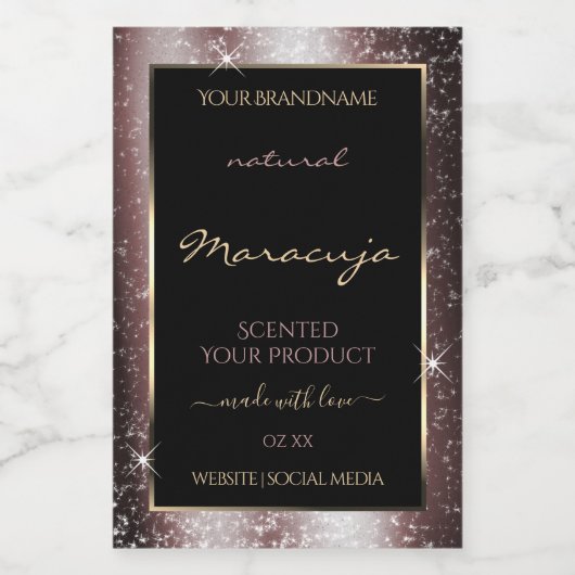 赤みがかった金属スパークルグリッターフレーム製品ラベル フードラベル (シングルラベル)