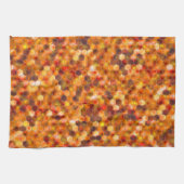 赤みを帯びたトーンのスローの点に六角形のモザイク キッチンタオル (横)