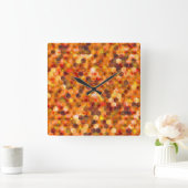 赤みを帯びたトーンのスローの点に六角形のモザイク スクエア壁時計 (ホーム)