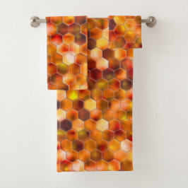 赤みを帯びたトーンのスローの点に六角形のモザイク バスタオルセット