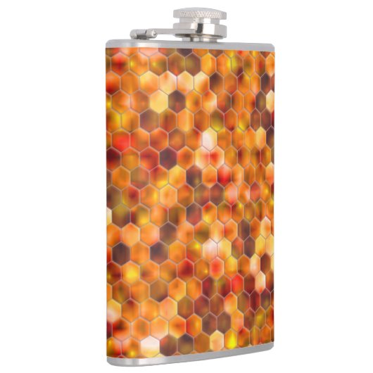 赤みを帯びたトーンのスローの点に六角形のモザイク フラスク (右)