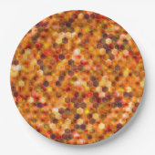 赤みを帯びたトーンのスローの点に六角形のモザイク ペーパープレート (正面)