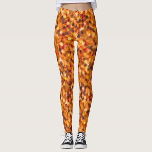 赤みを帯びたトーンのスローの点に六角形のモザイク レギンス (正面)