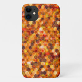 赤みを帯びたトーンのスローの点に六角形のモザイク iPhone 11 ケース