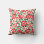 赤みを帯びたピンクのザクロの果実と小さな花 クッション (裏面)
